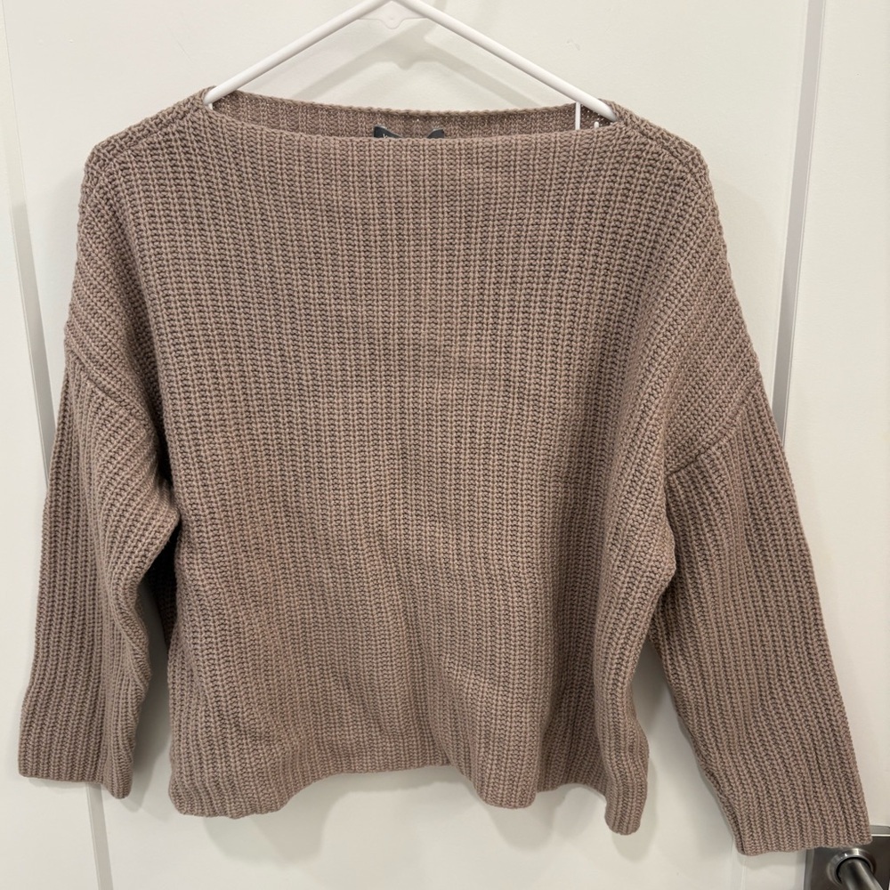 Vince Brown Boatneck Yak Wool Knit Cropped Sweater Size XS - Picture 2 of 13